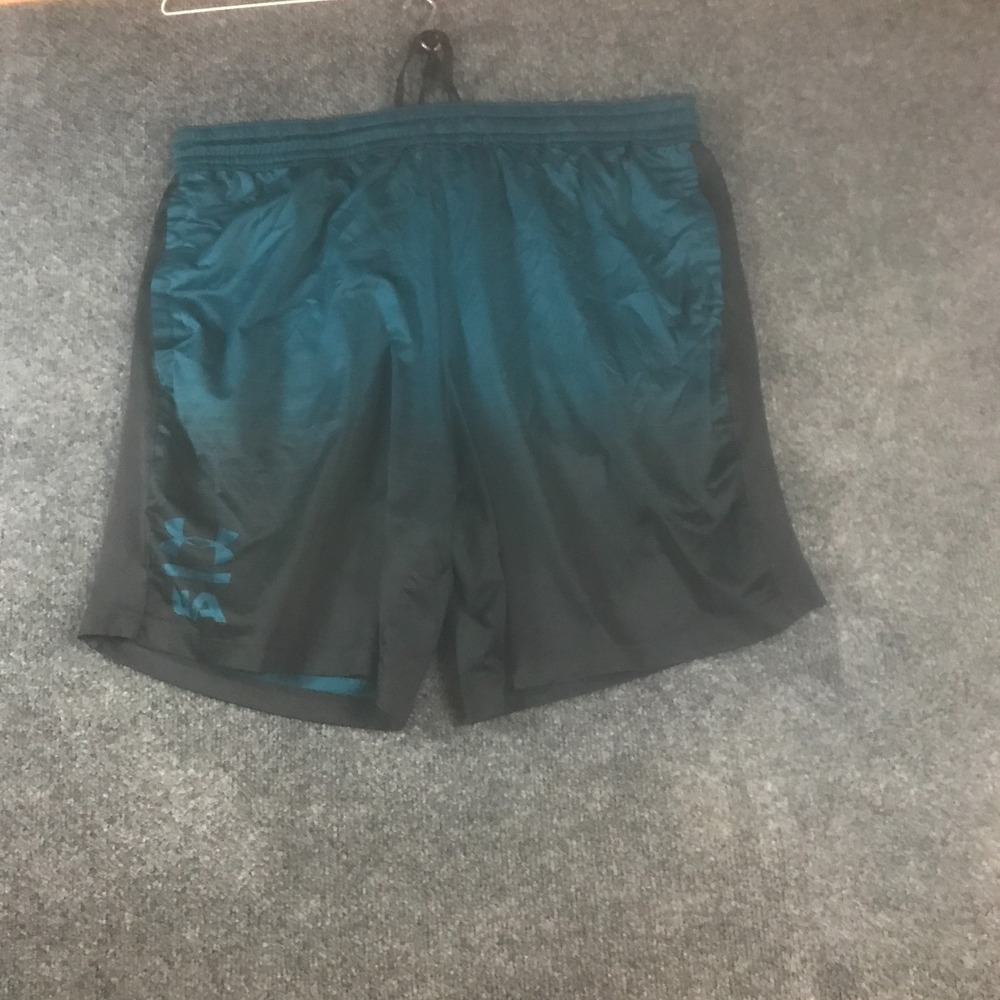 Under Armour Heatgear Athletic Shorts Mens XL Teal Black Good Drawstring Ombre